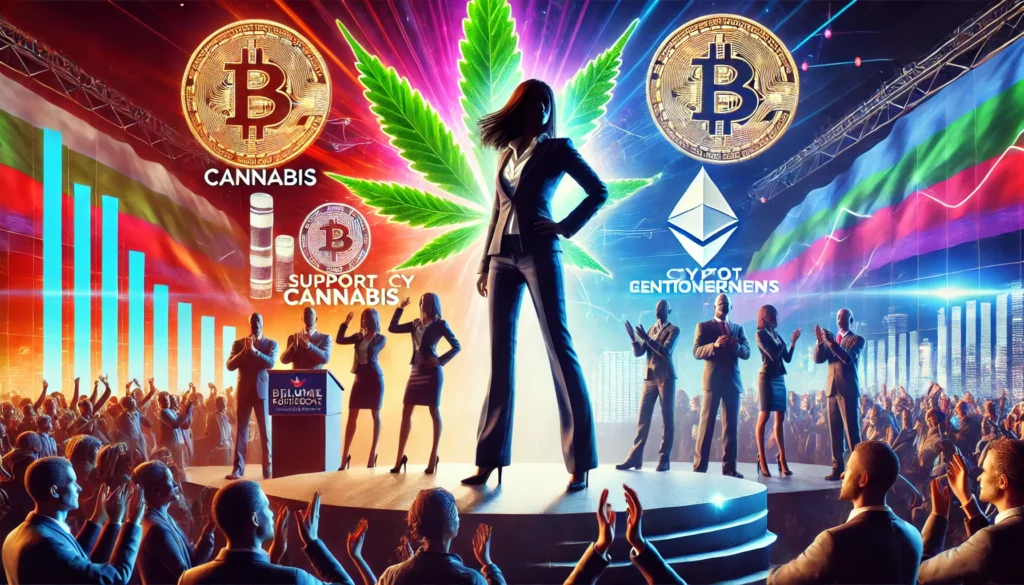 Harris Goes Big on Cannabis, Crypto